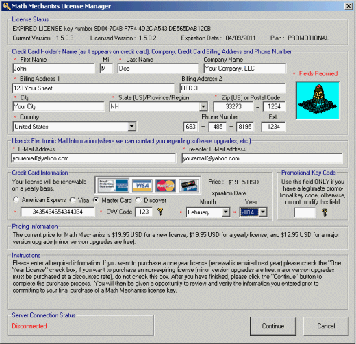 The Math Mechanixs License Manager